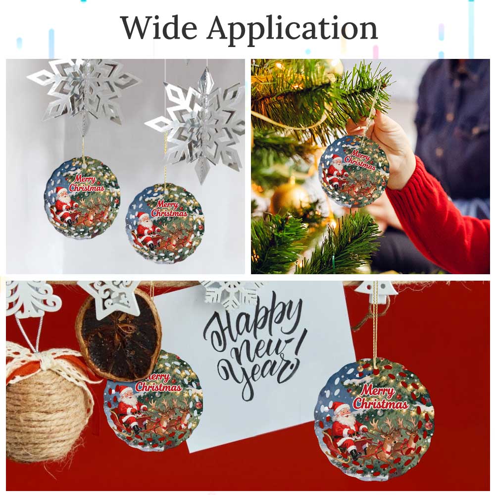 Ceramic Round Rice Grain Ornament Double Sided Print