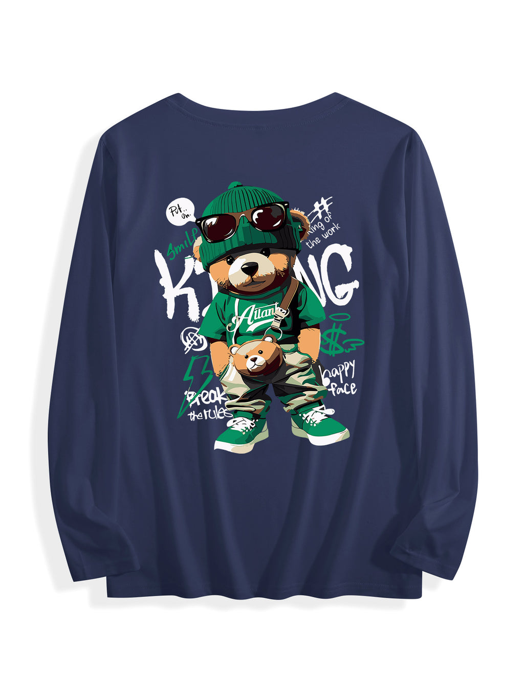 Multicolor Cotton Long Sleeve T Shirt Back Print Tbb001