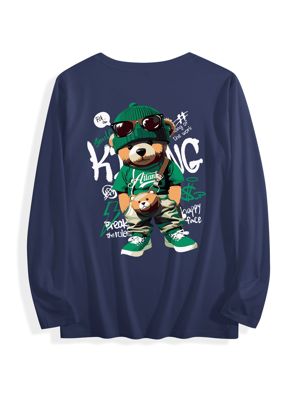 Multicolor Cotton Long Sleeve T Shirt Back Print Tbb001