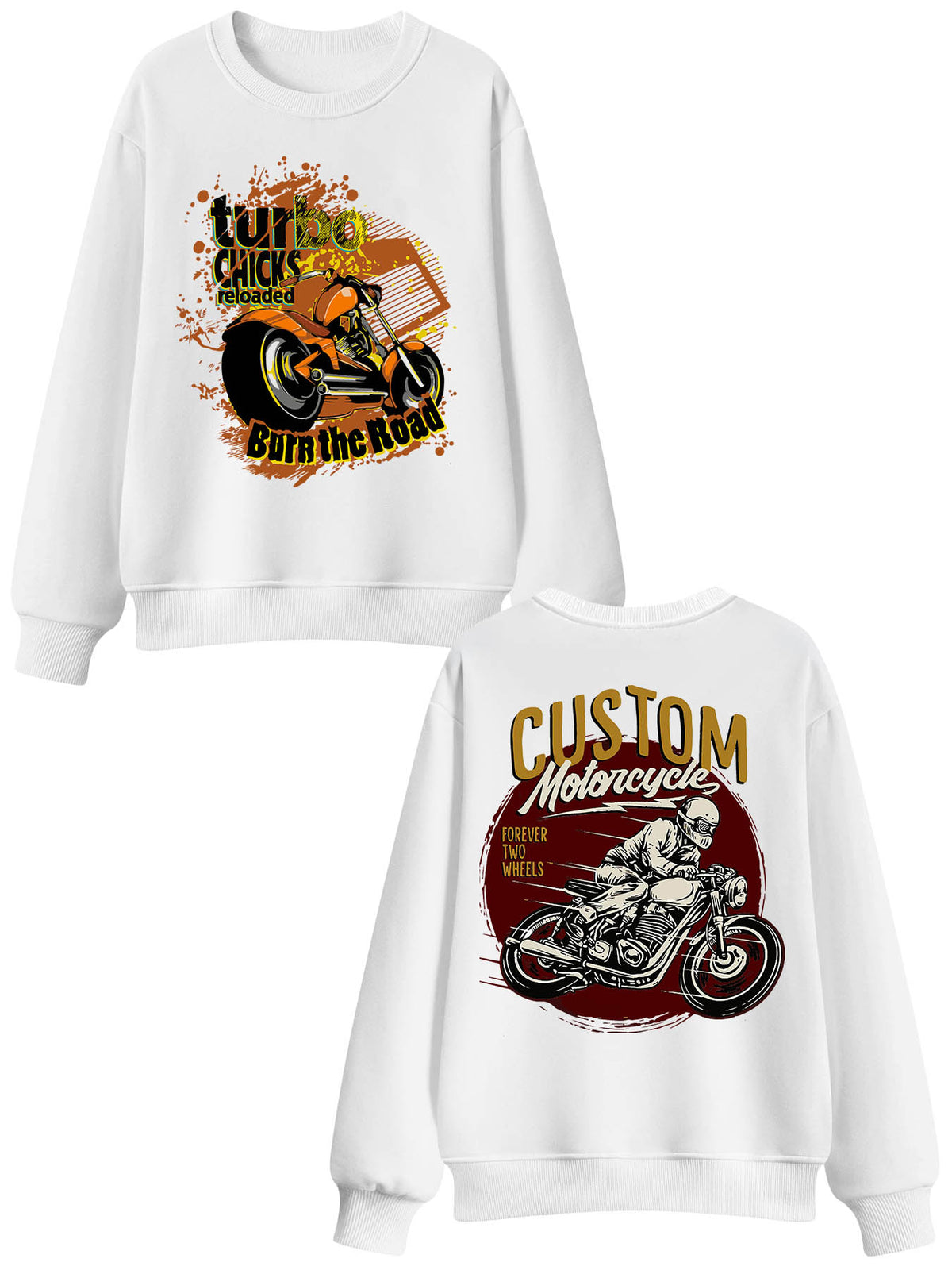 Round Neck Sweatshirt Double Sided Print Tbb001