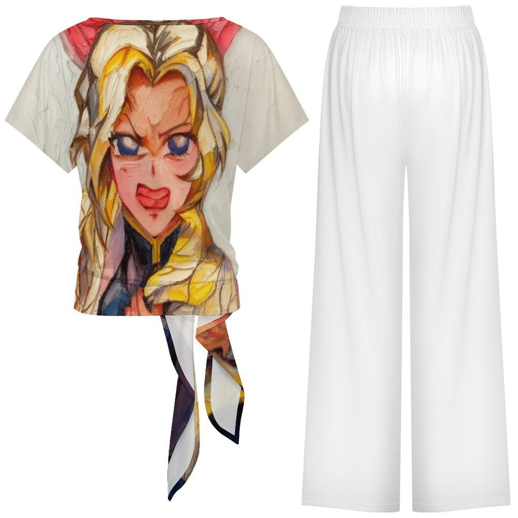Strap top wide leg pants set