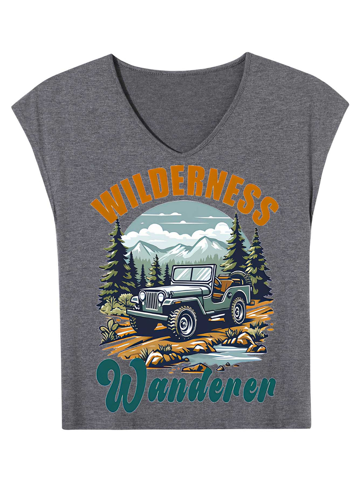 V Neck Sleeveless Womens T Single Sided Print