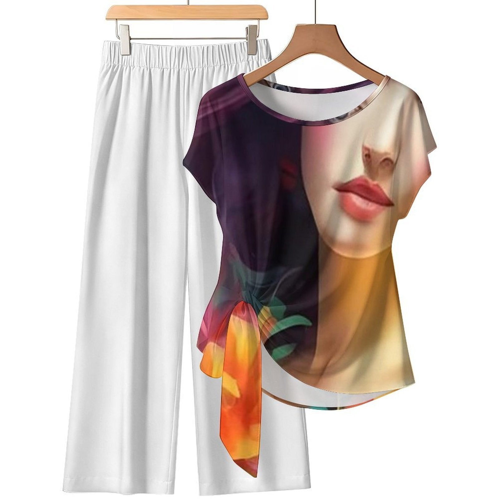 Strap top wide leg pants set