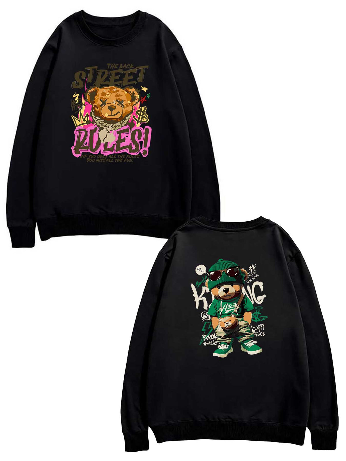 Round Neck Sweatshirt Double Sided Print Tbb001 Japanese