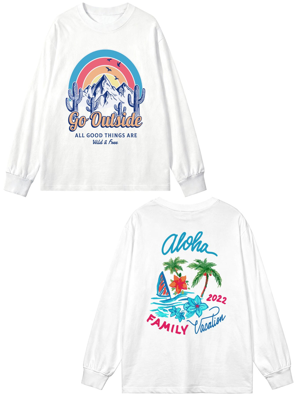 Cotton Long Sleeve Tee Double Sided Print Tbb001