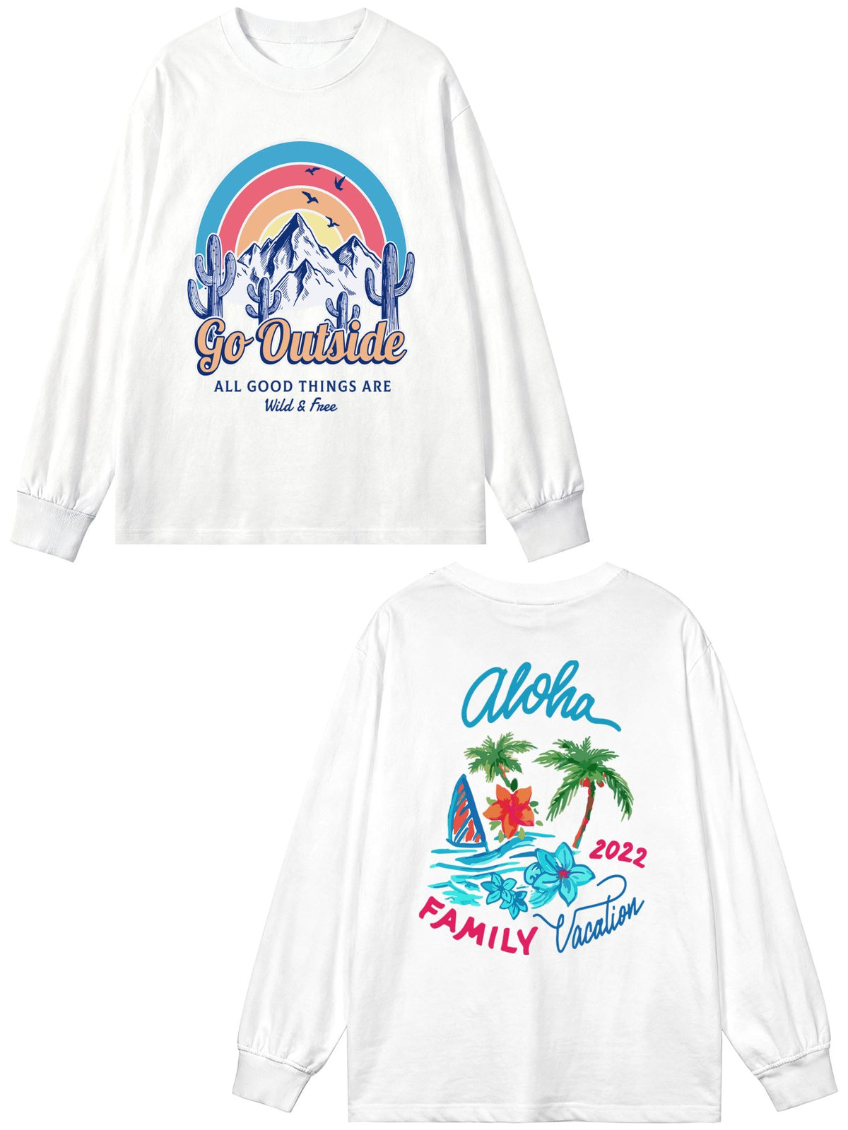 Cotton Long Sleeve Tee Double Sided Print Tbb001