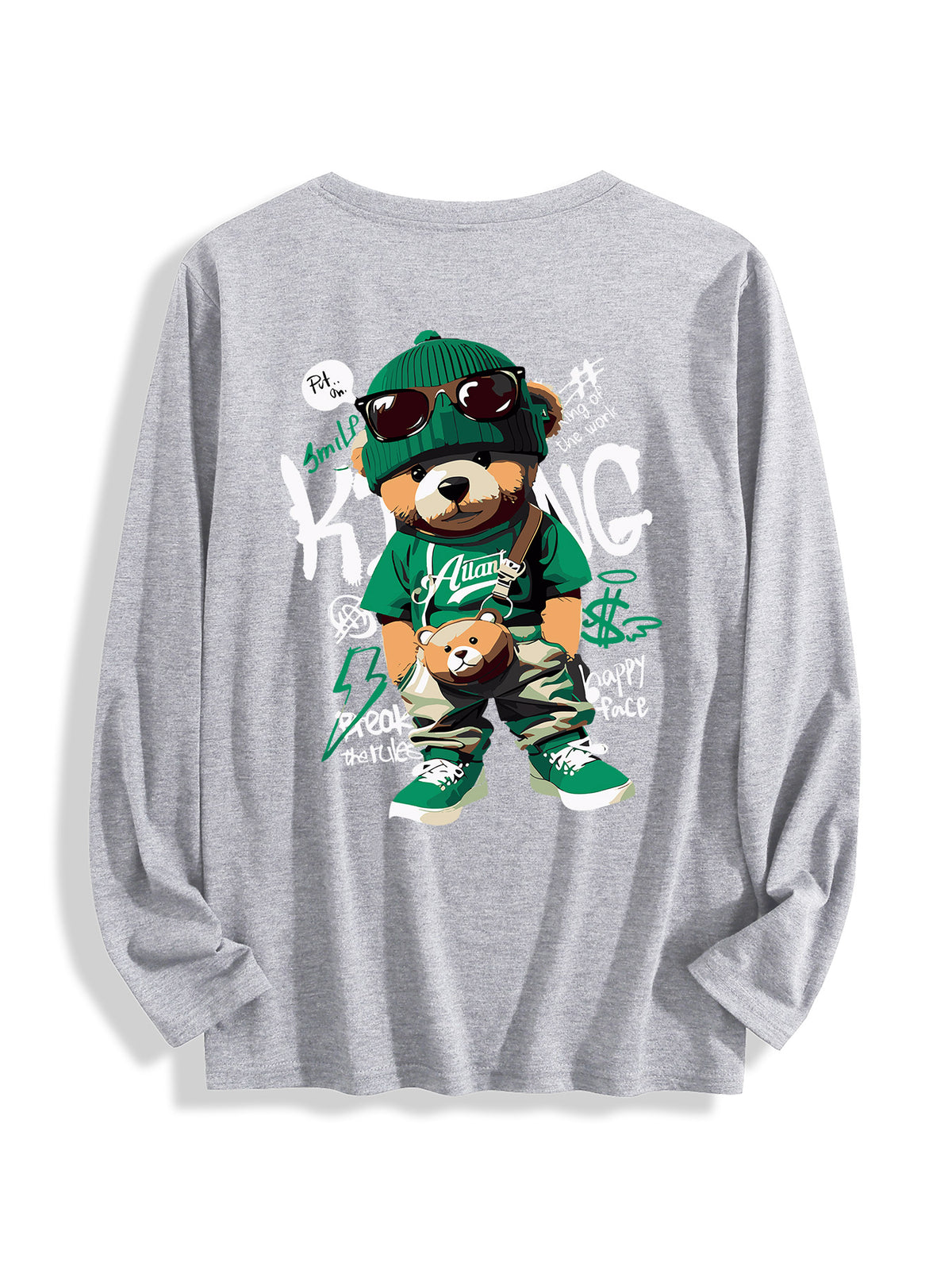 Multicolor Cotton Long Sleeve T Shirt Back Print Tbb001
