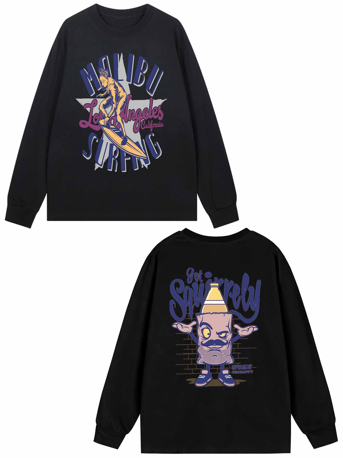 Double Sided Print Long Sleeve Cotton T Shirt Tbb001
