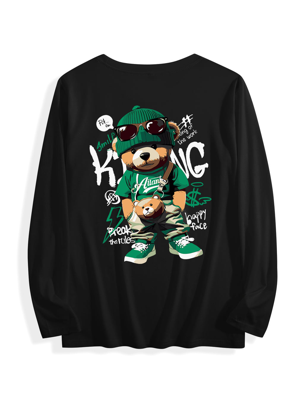 Multicolor Cotton Long Sleeve T Shirt Back Print Tbb001
