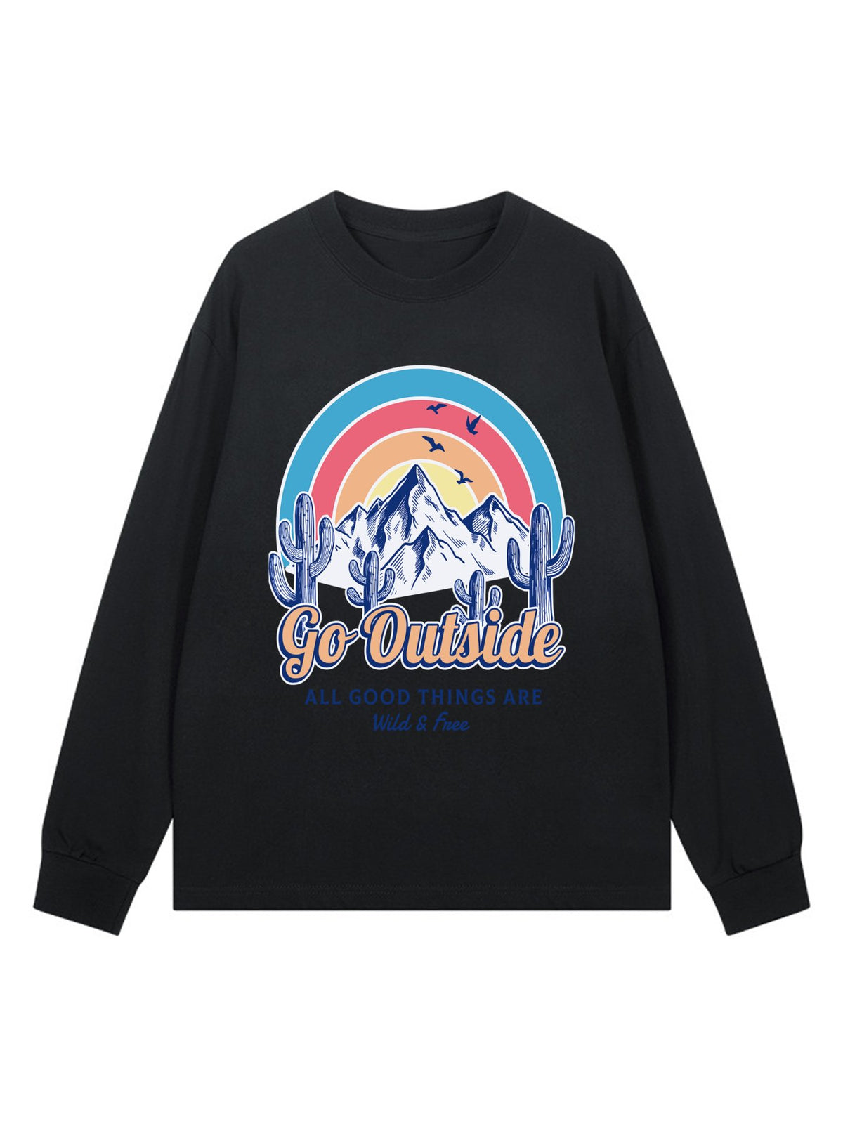 Japanese Long Sleeve Cotton Tee Single Sided Print