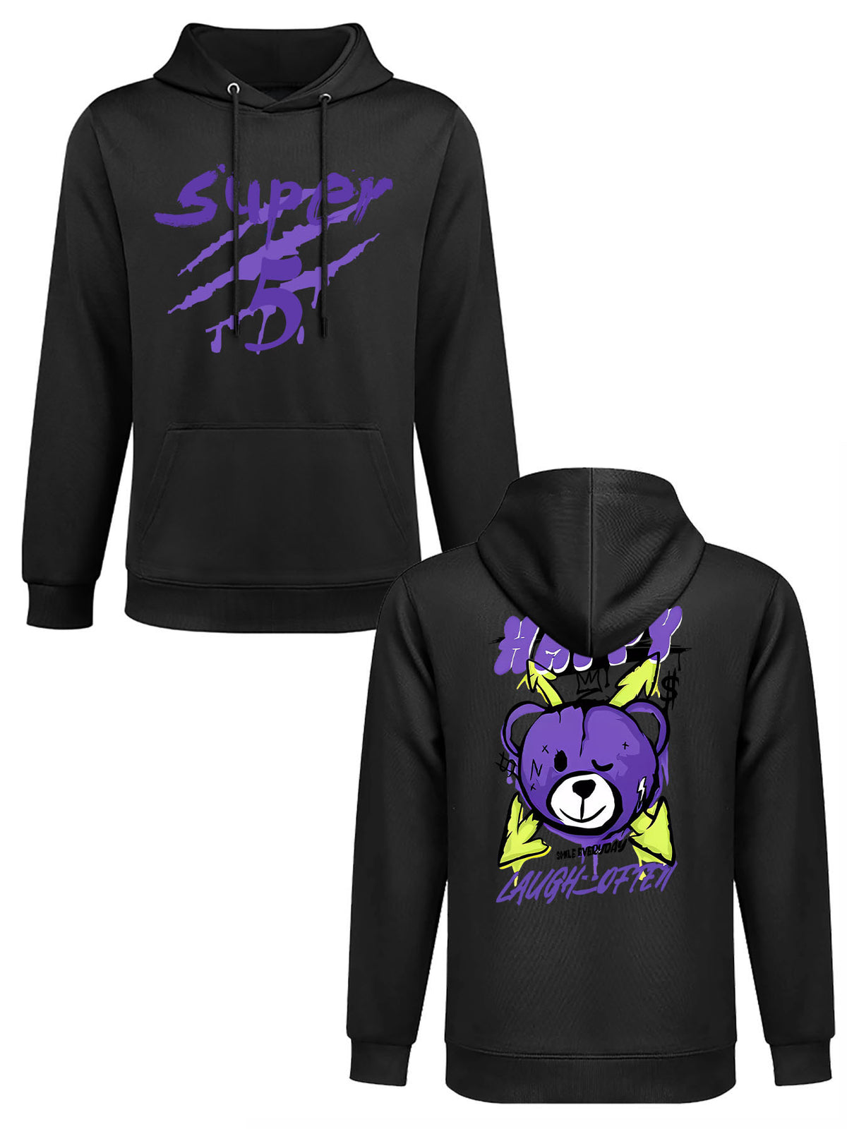 Fleece Lined Hoodie Double Sided Print Tbb001