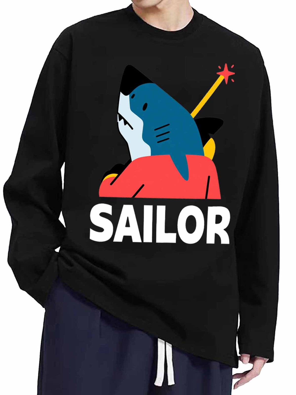 Double Sided Print Long Sleeve Cotton T Shirt