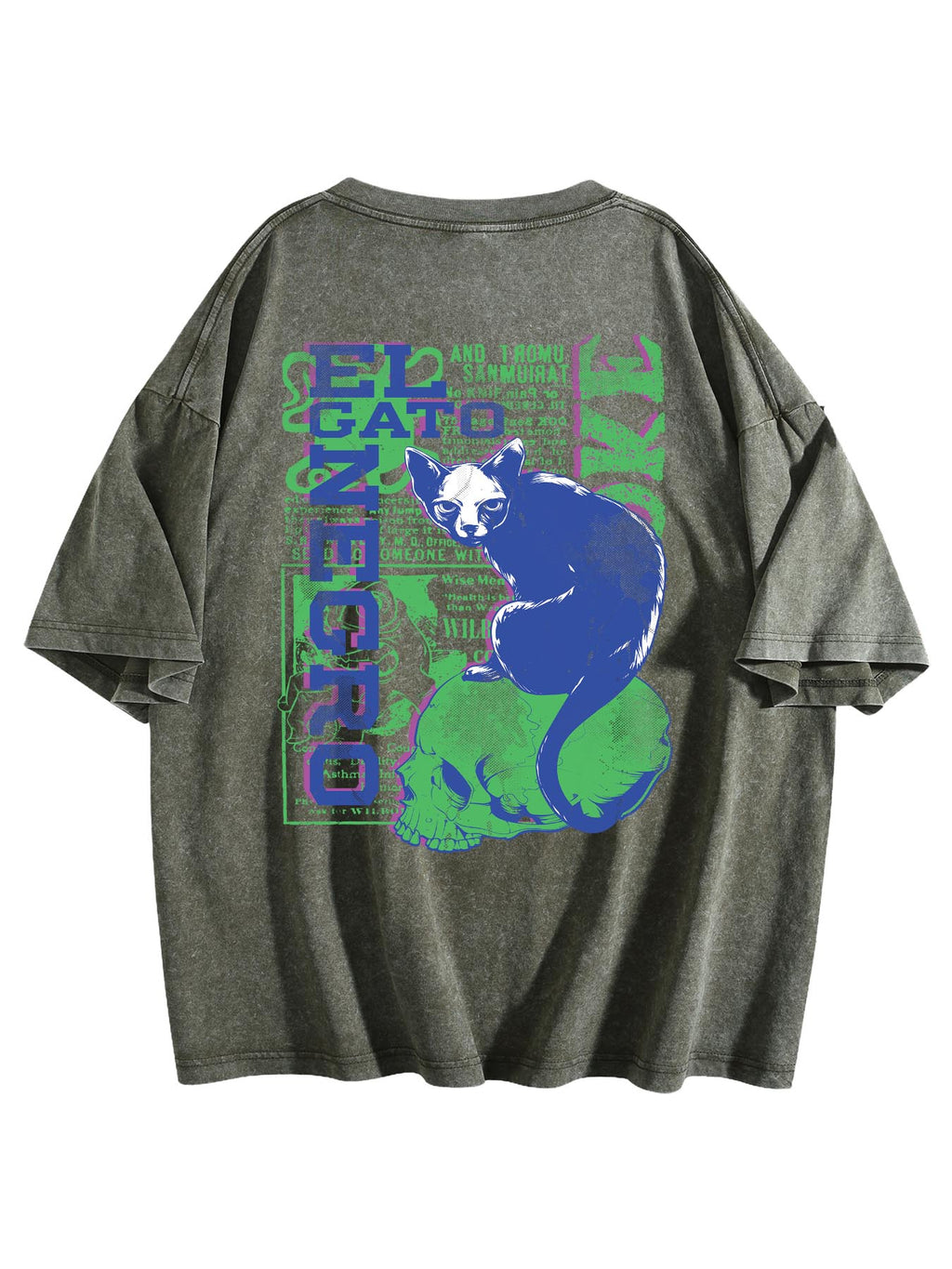 Water Wash Cotton Tee Back Print Tbb001