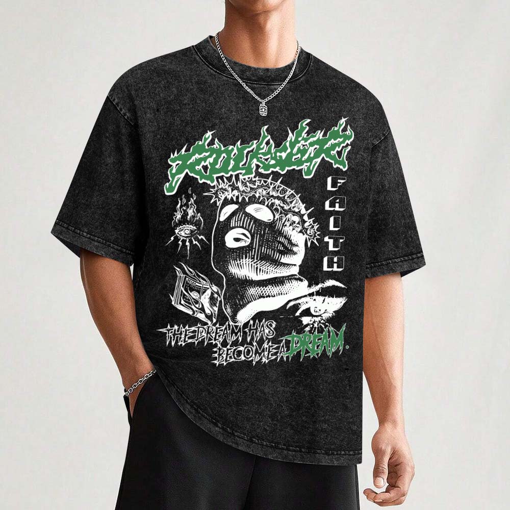 Water Wash Short Sleeve Tee Double Sided Print Tbb001