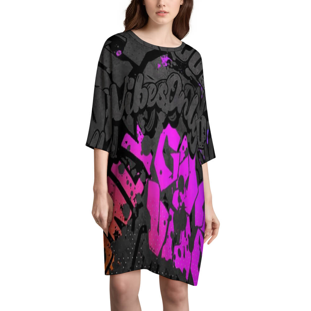 Txld429 Irregular Short Sleeve Dress Tq
