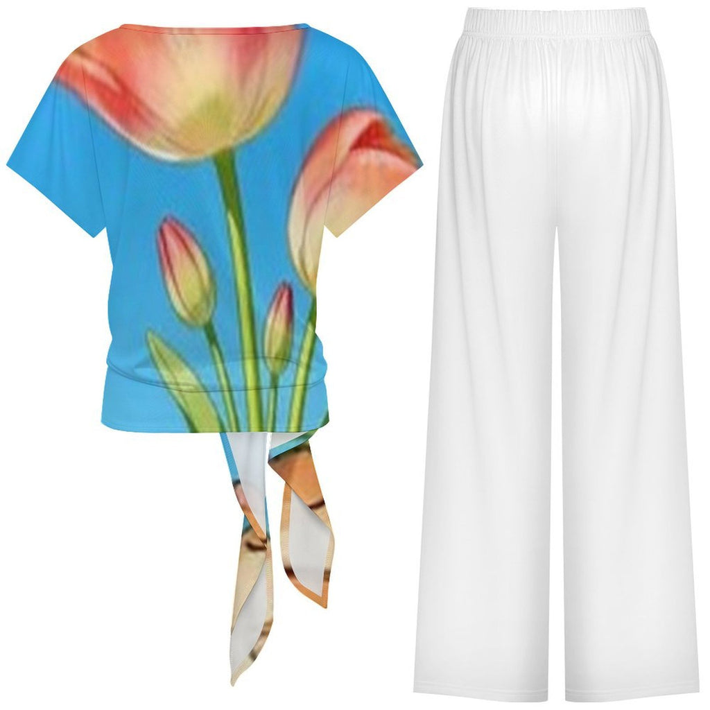 Strap top wide leg pants set