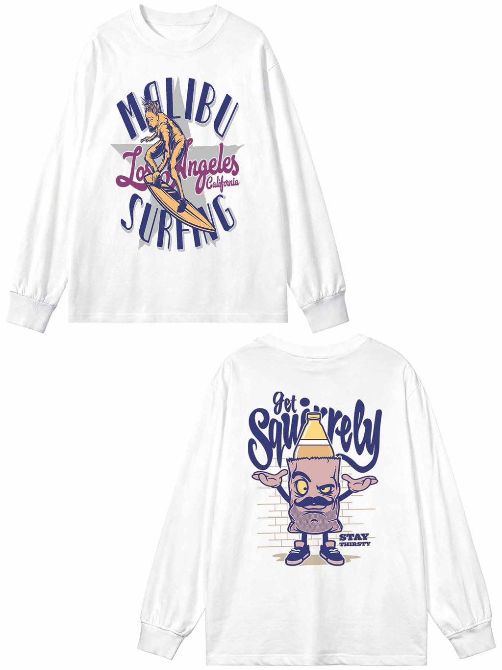 Double Sided Print Long Sleeve Cotton T Shirt Tbb001